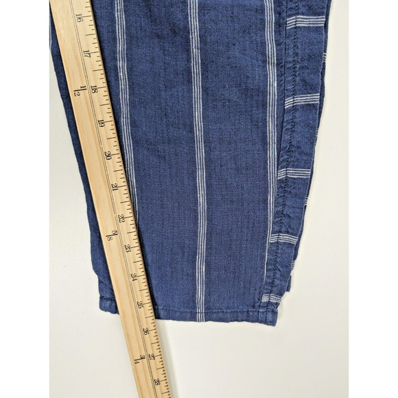 Anthropologie Coastal Blue High Rise Striped 100% Linen Pull-On Pants Small - Picture 11 of 11